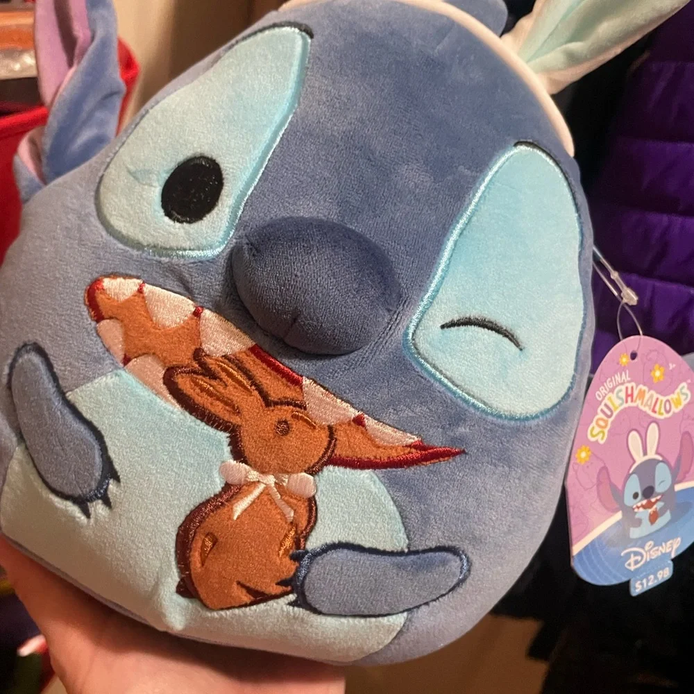 Easter Squishmallow Disney Stitch Eating Chocolate Bunny Wearing Bunny Ears